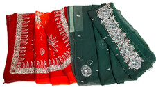 5YD Indian Vintage Saree Georgette Dress Women Wrap Drape Sewing Fabric Sari 2Pc