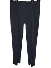 Escada Navy Cropped Dress Pants With Gold Hardware, Size 40/ M