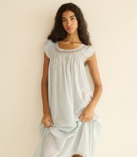 Doen Women’s Lucilia Nightgown in Raindrop Lace Cotton Midi Gown Dress Size L