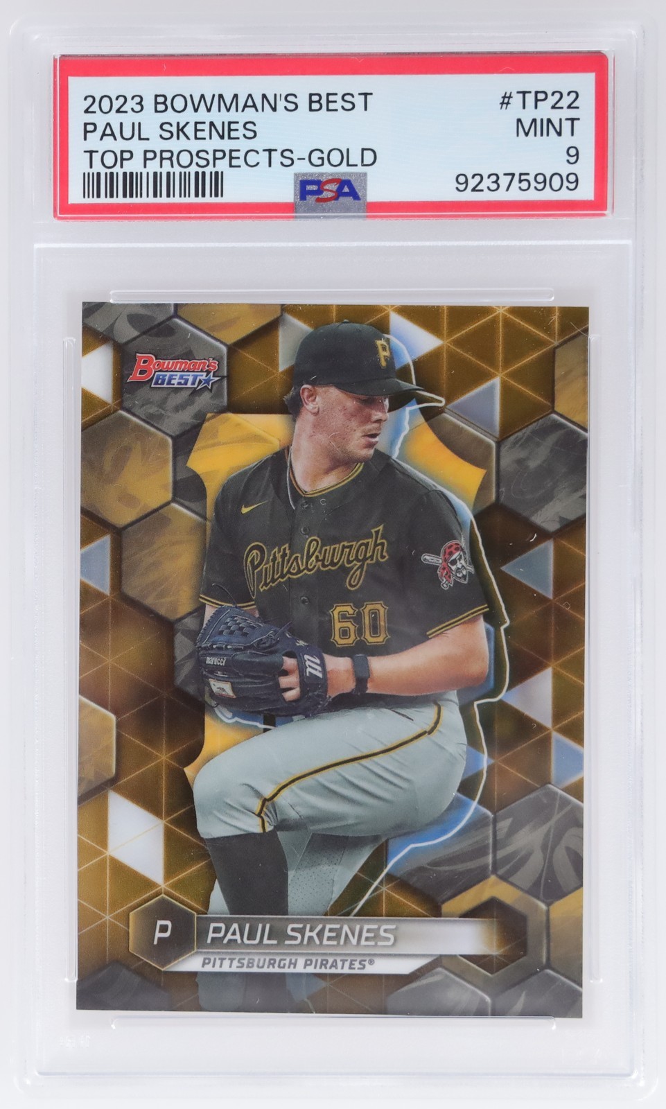 2023 Bowman's Best Paul Skenes #TP22 PSA 9 Top Prospect Gold Refractor 36/50