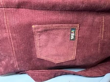 Vtg 70s Art Bin corduroy wooden large clutch shoulder bag LARGE