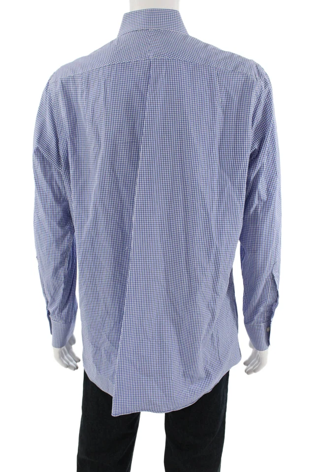 Camisa azul con cuello abotonado estampado de guinga Charles Tyrwhitt para mujer talla 17 Foto 4 de 4