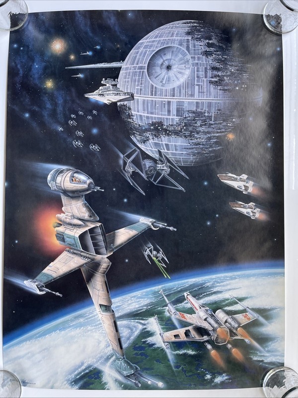 Star Wars 1983 RETURN OF THE JEDI Fan Club poster ROLLED 20x27 Death Star Battle