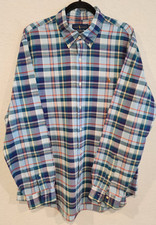 Ralph Lauren Classic Fit Men's XL Button Down Shirt Plaid Long Sleeve Blue Green