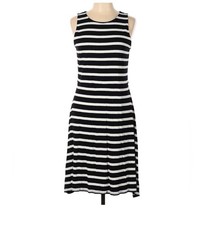 Ann Taylor Black and White Striped Sleeveless Dress Size 8 Excellent Condition