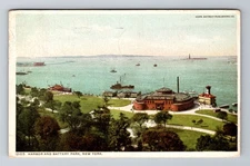 New York City-NY, Bird's Eye Battery Park, Harbor Antique Vintage c1912 Postcard