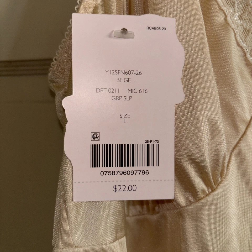 Cabernet Slip or Nighty, nuevo stock antiguo con etiquetas talla grande beige, 100% Nylon Foto 4 de 4