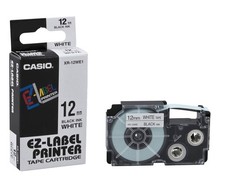 CASIO Schriftband XR-12WE XR-12WE1-W-DJ, 12 mm, schwarz auf weiß, 1 St.