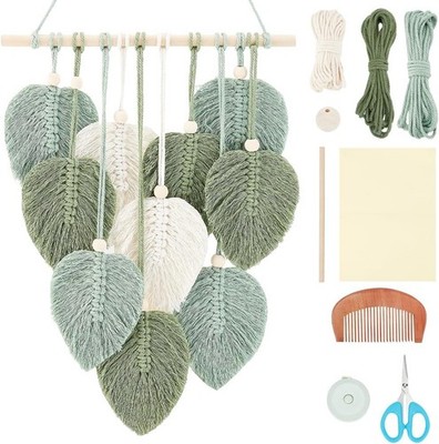 Macrame Leaf Wall Hanging DIY Kit Feather Tapestry Beginner Craft Gift US