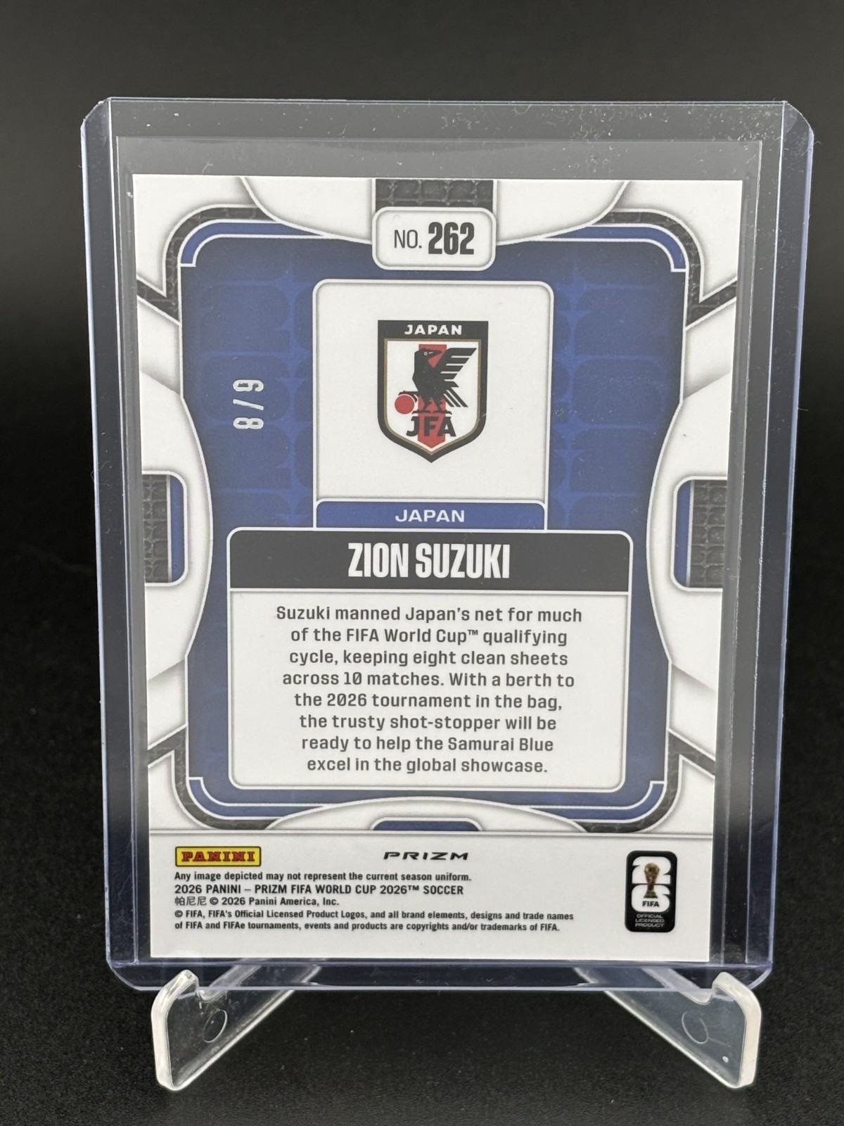 2026 Panini Prizm FIFA World Cup Zion Suzuki Black & Gold Prizm /8 Japan view 2