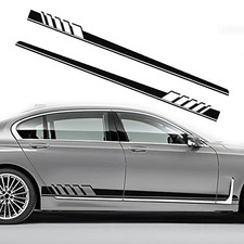 Auto Racing Body Door Side Stripe Graphic Vinyl Sticker Decals Black