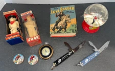 Hi Yo Silver Vintage Lone Ranger Collection Soap pocket knife watch globe pins +