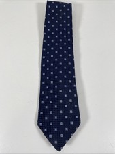 Ermenegildo Zegna Tie Blue Geometric 100 Silk Italy 3 7/8"W x 58"L