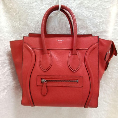 CELINE Luggage Micro Handbag Orange Pre-owned From Japan