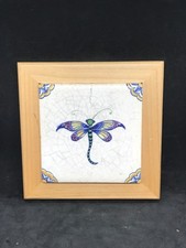 Dragonfly Faience Art Pottery Tile Dragonfly Tile Art Pottery Framed