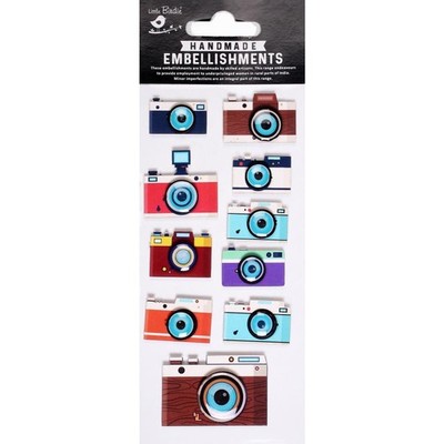 Stickers 3D Little Birdie Resin Camera Gallery Colorful Vintage Retro Cameras