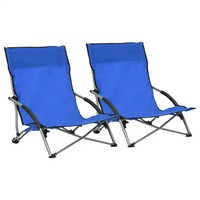 Klappbare StrandstüHle 2 StüCk Blau Stoff Outdoor Garten Balkon