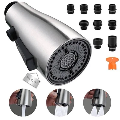 SONTIY (UTD)Metal Kitchen Faucet Head Replacement, 3-Function Pull Down Spray Head