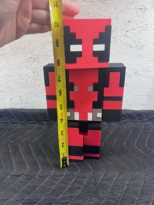 Minecraft Style Deadpool Figure 10  3D Printed Block Character Display Model