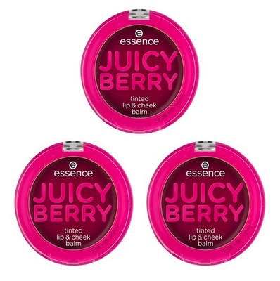 essence JUICY BERRY getönter Lippen- & Wangenbalsam, Rouge, Violett, farblich passend 3 Stück