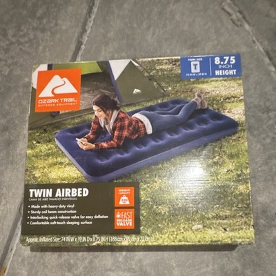 Ozark Trail Twin Inflatable Air Bed Blue Vinyl 8.75'' Height Fast Release Valve