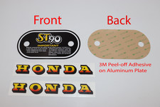 Honda ST90 K0 1973 cuadro y calcomanía de filtro de aire en placa de aluminio (3 calcomanías) leer