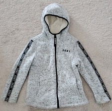 DKNY Sport Child Zip Up Hoody Jacket S 7/8  Gray Pockets Great for Winter 
