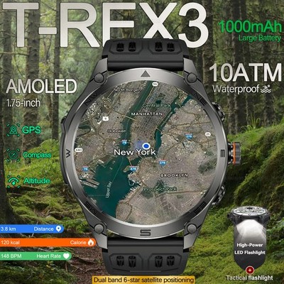 2025 New 10ATM Waterproof Tactics Sport SmartWatch Compass 1000Mah Battery Sport