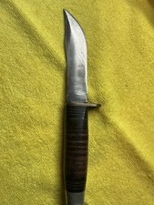 Camillus Vintage Hunting Knife Fixed Blade Carbon Steel Leather Handle 1008