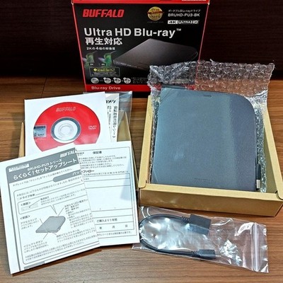 Near Mint - BUFFALO BRUHD-PU3 Portable Blu-ray Drive UHD BD USB 3.0 Black E089
