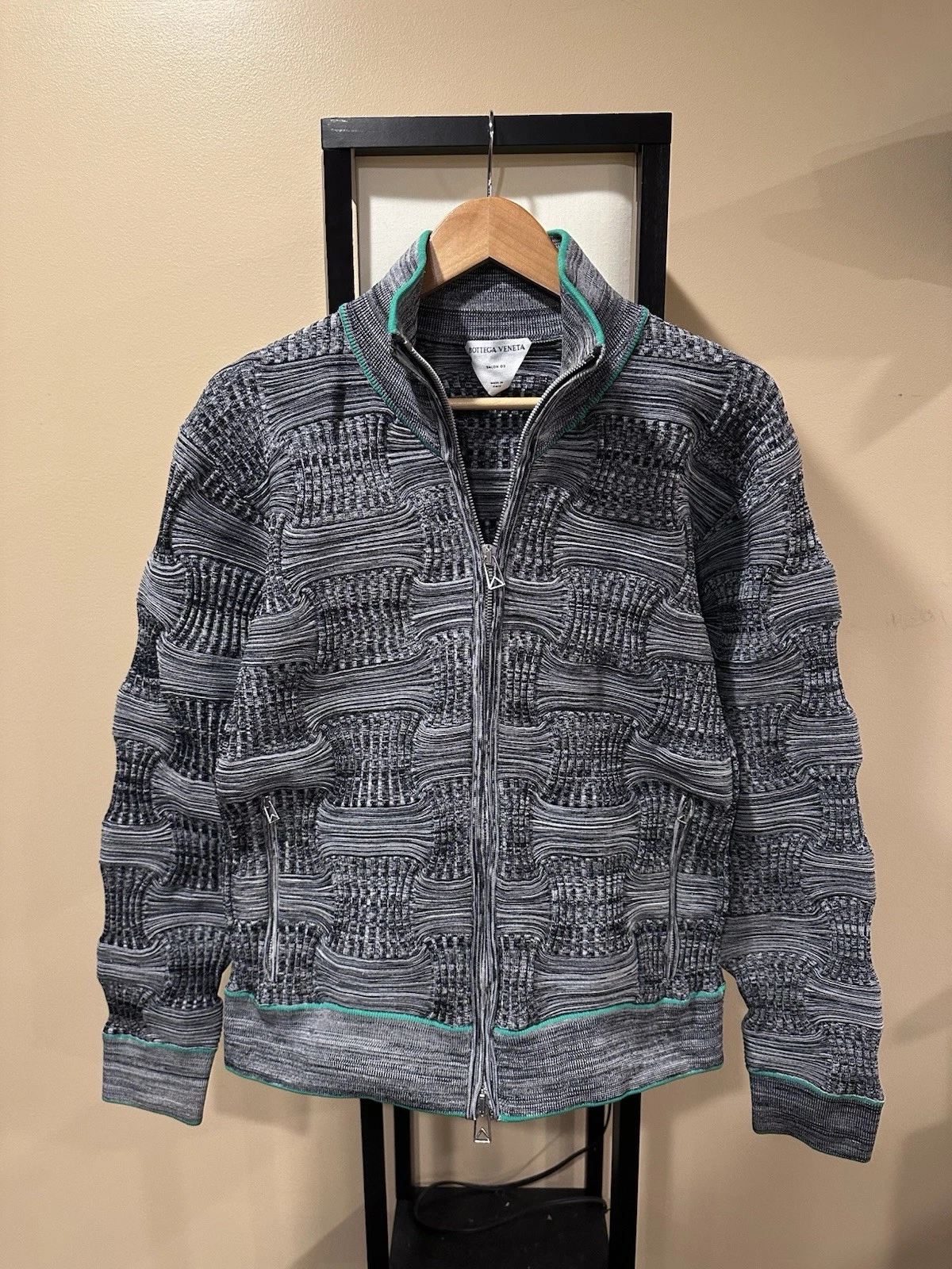 Bottega Veneta — Bottega Veneta Intreciatto Mouline Weave Knit Track Jacket