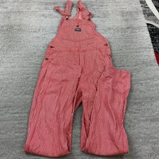 VTG OshKosh Vestbak Sanforized Hickory Denim Overall Bib 30 Red 30x36 60s 70s
