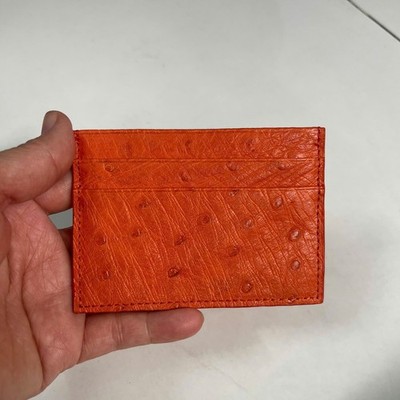 Orange GENUINE OSTRICH LEATHER SKIN CREDIT CARD HOLDER/ CARD HOLDER FOR MEN