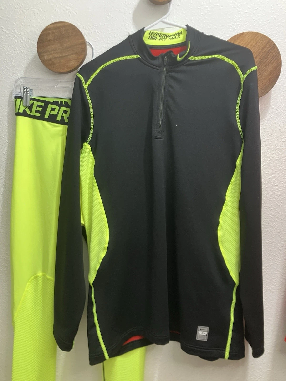Nike Pro Combat Hyperwarm Dri-Fit Max 1/4 Zip With Fitted Pants Base Layer Large