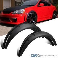 Fit 4PC Universal Flexible Fender Flares Black Durable Car Extra Wide Body Wheel