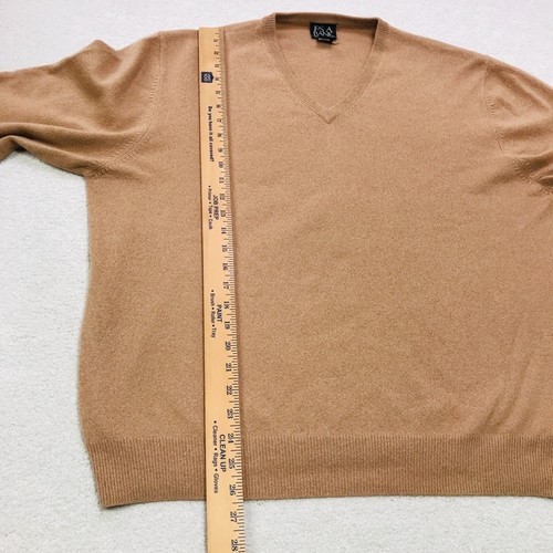 Jos. A. Bank Sweater Mens Large Beige Cashmere V-Neck Classic Neutral Grandpa - Picture 9 of 15