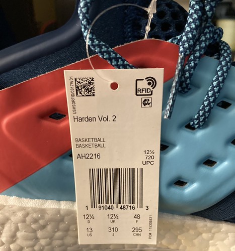 Adidas Harden Vol 2 Blue Night AH2216 Cyan Red PrimeKnit James Boost Men's 13 - Picture 2 of 15