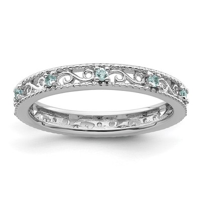 Sterling Silver Stackable Expressions Blue Topaz Ring Size 10