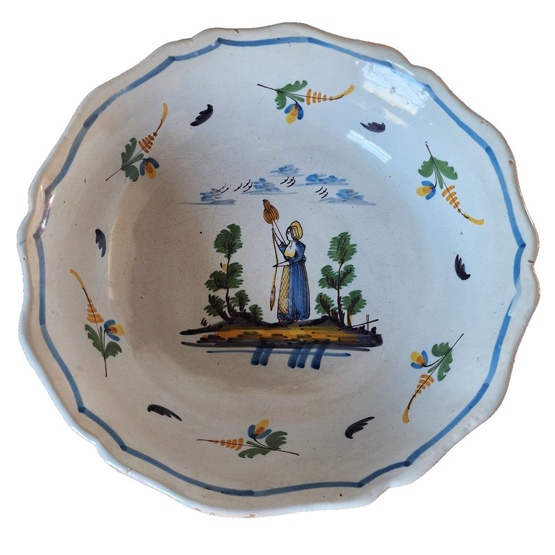 Antique 18th Century Large Faience Bowl  French"Nevers"