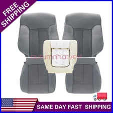 Driver Passenger Upper Bottom Cloth Seat Cover For 2011-14 Ford F150 Steel Gray