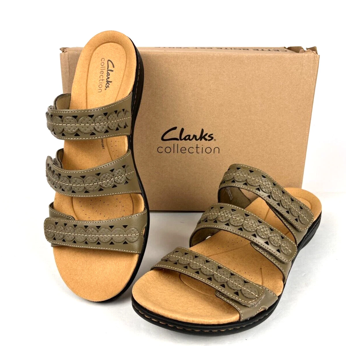 Clarks olive top green sandals