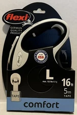 Flexi New Comfort Tape Leash Grey/Black 16 ft Large Dogs Up To 132 lb