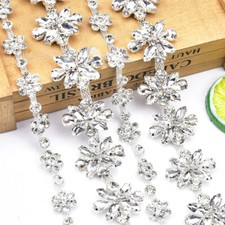 90cm Klare Kristall Strass Perlen Blumenkette Besatz Nähen Hochzeit DIY Dekor