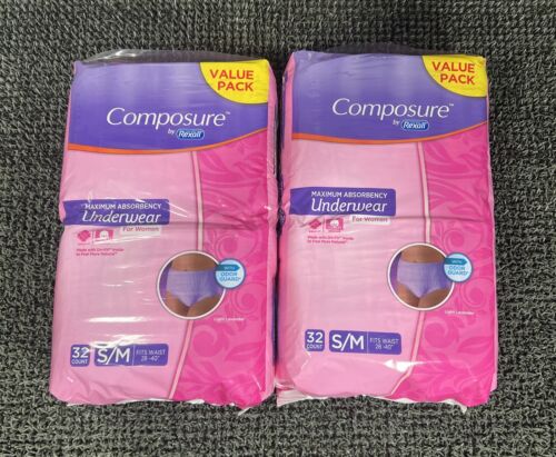 64ct Composure Maximum Absorbency Protective Underwear S/M 28-40” Waist (#R17) - Picture 1 of 4