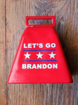 LET'S GO BRANDON RED COW BELL ((LOUD)) MADE IN USA F JOE BIDEN FJB