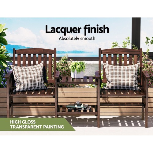 Gardeon Wooden Garden Bench Seat Table Loveseat Outdoor Patio Furniture Park - Picture 5 of 8