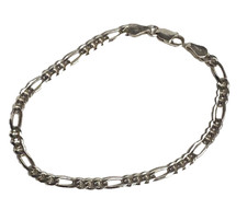 Pulsera de eslabones Figaro vintage de plata de ley 925 Italia 7" ALFI