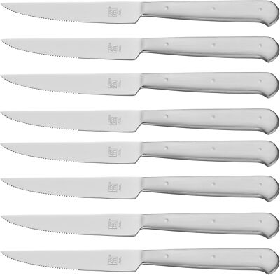 Porterhouse Razor-Sharp Steak Knife Set of 8 with Black Presentation Case