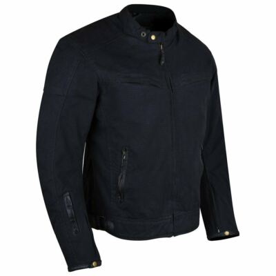 Men's Black MCJ Jacket Enigma Wax Cotton Biker Scooter Jacket by Vance Leather