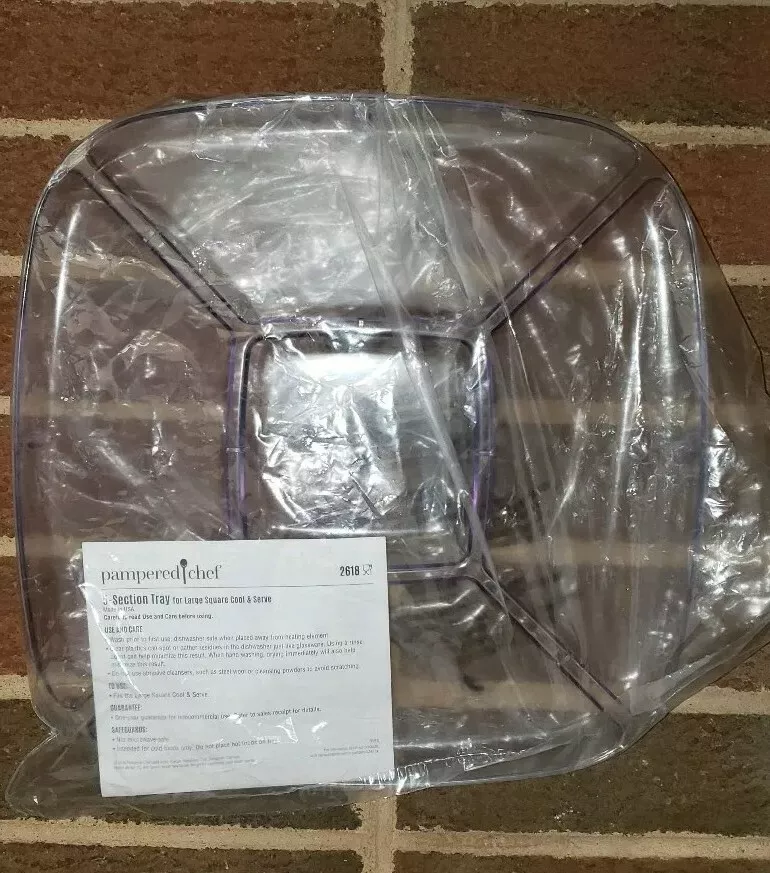 PAMPERED CHEF 2618 5 SECTION TRAY FITS LARGE SQUARE COOL N SERVE